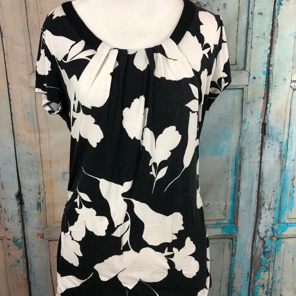 New York & Company Floral Cotton Shirt M